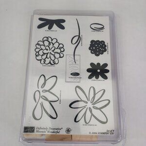 Stampin' Up! BLOOMIN WONDERFUL Wood Mounted Rubber Stamps Set Of 9 Flowers NEW
